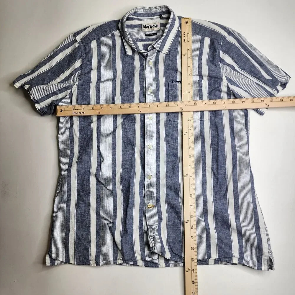 Barbour Stonebay Regular Short Sleeved Striped Shirt Cotton Men's Size Small - Picture 5 of 8